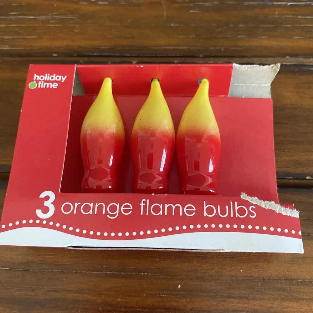 3 Replacement Orange Flame Bulbs Lamp Halloween Christmas Candelabra 120V 7W New